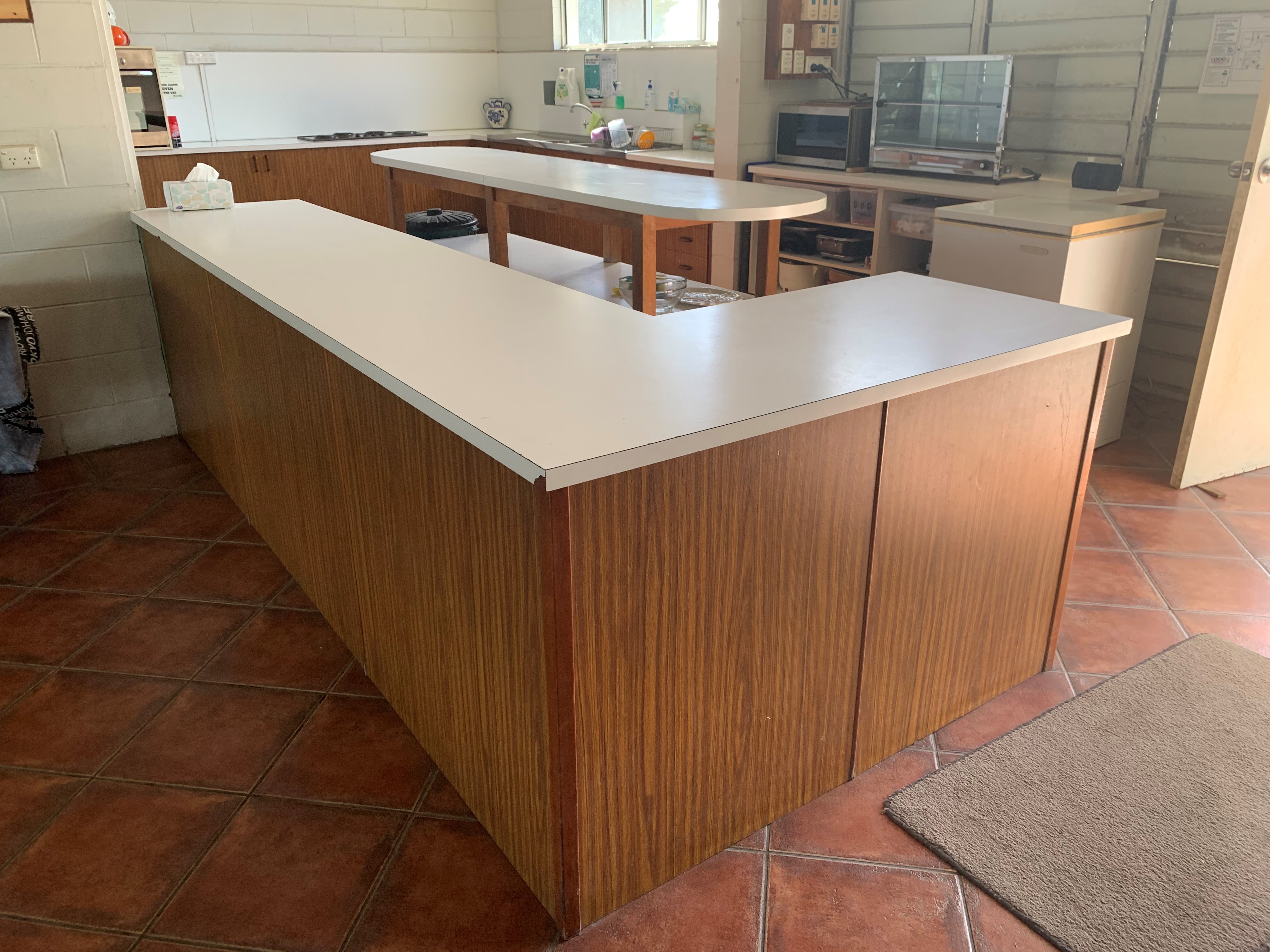 The clubhouse servery and kitchen before its upgrade.